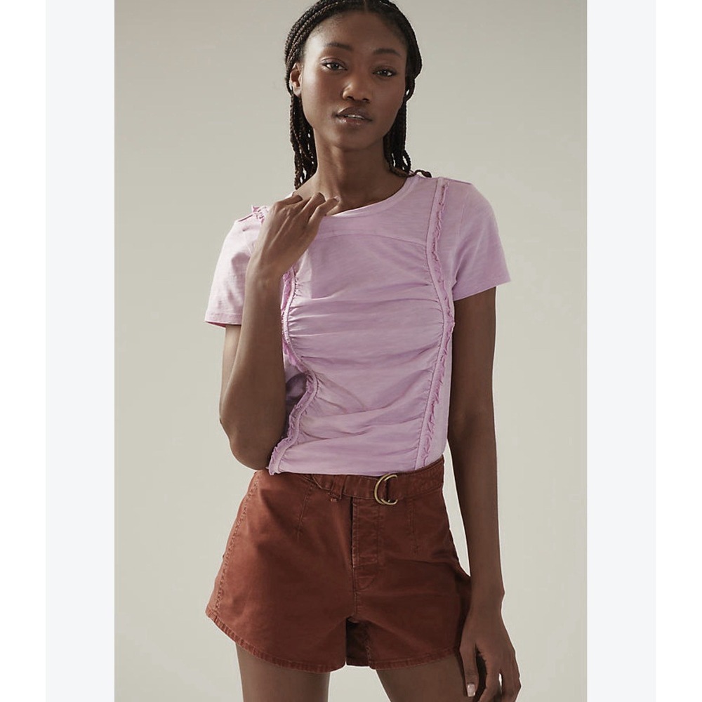 Anthropologie Pilcro Smocked T Shirt Size S Lavender Feminine Casual Boho Chic